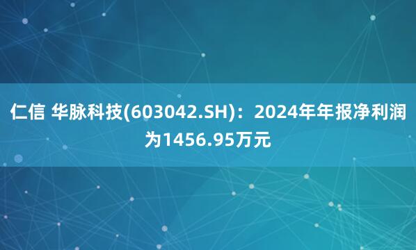 仁信 华脉科技(603042.SH):2024年年报净利润为1456.95万元
